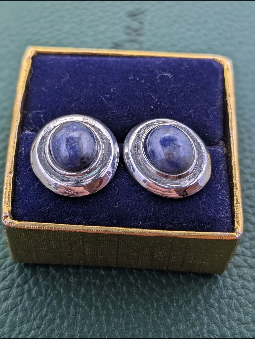 ✨ Vintage Mexican Sterling Silver & Sodalite Stud Earrings ✨ - Picture 2 of 5